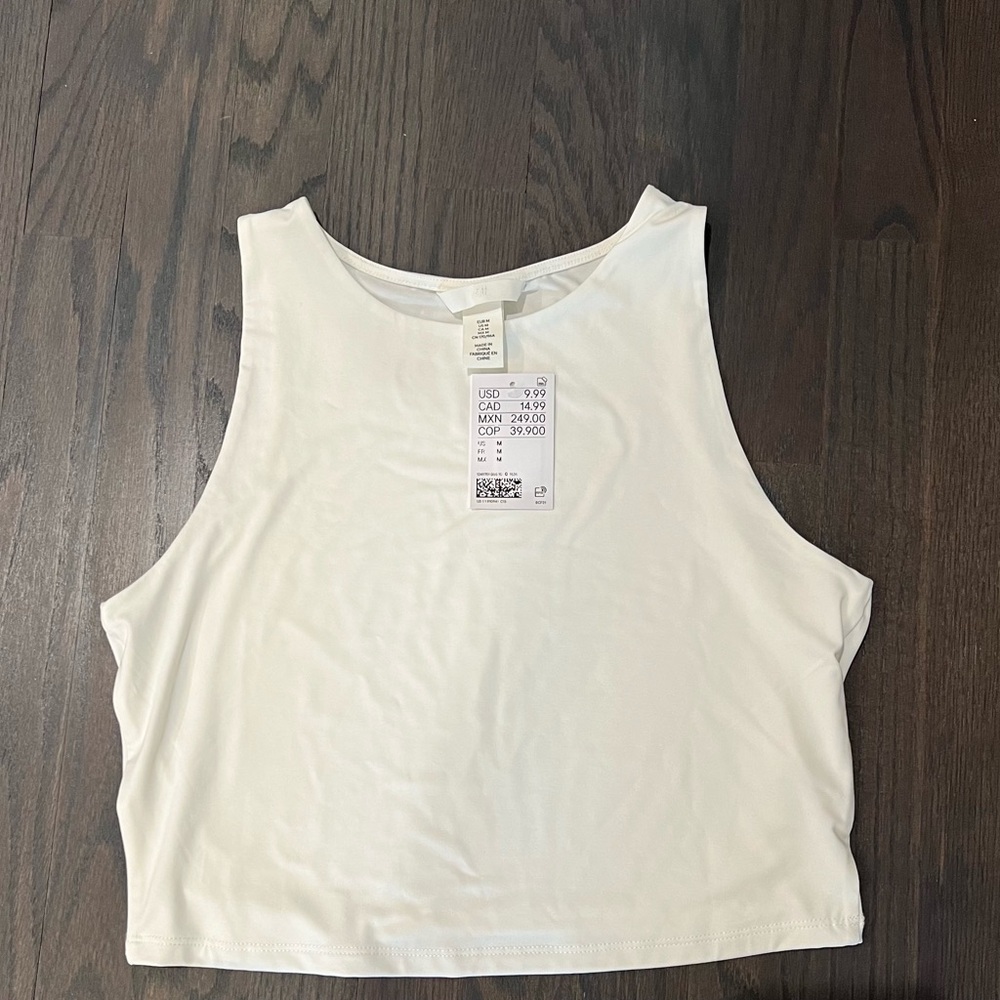 H&M White Sleeveless Crop Tank Top